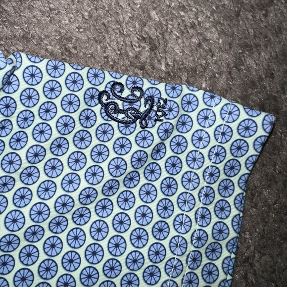 Turtleson Polo Golf Shirt Men's L Blue Geometric Polyester Performance Stretch - Picture 4 of 7